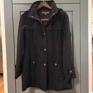 Black hooded waterproof jacket